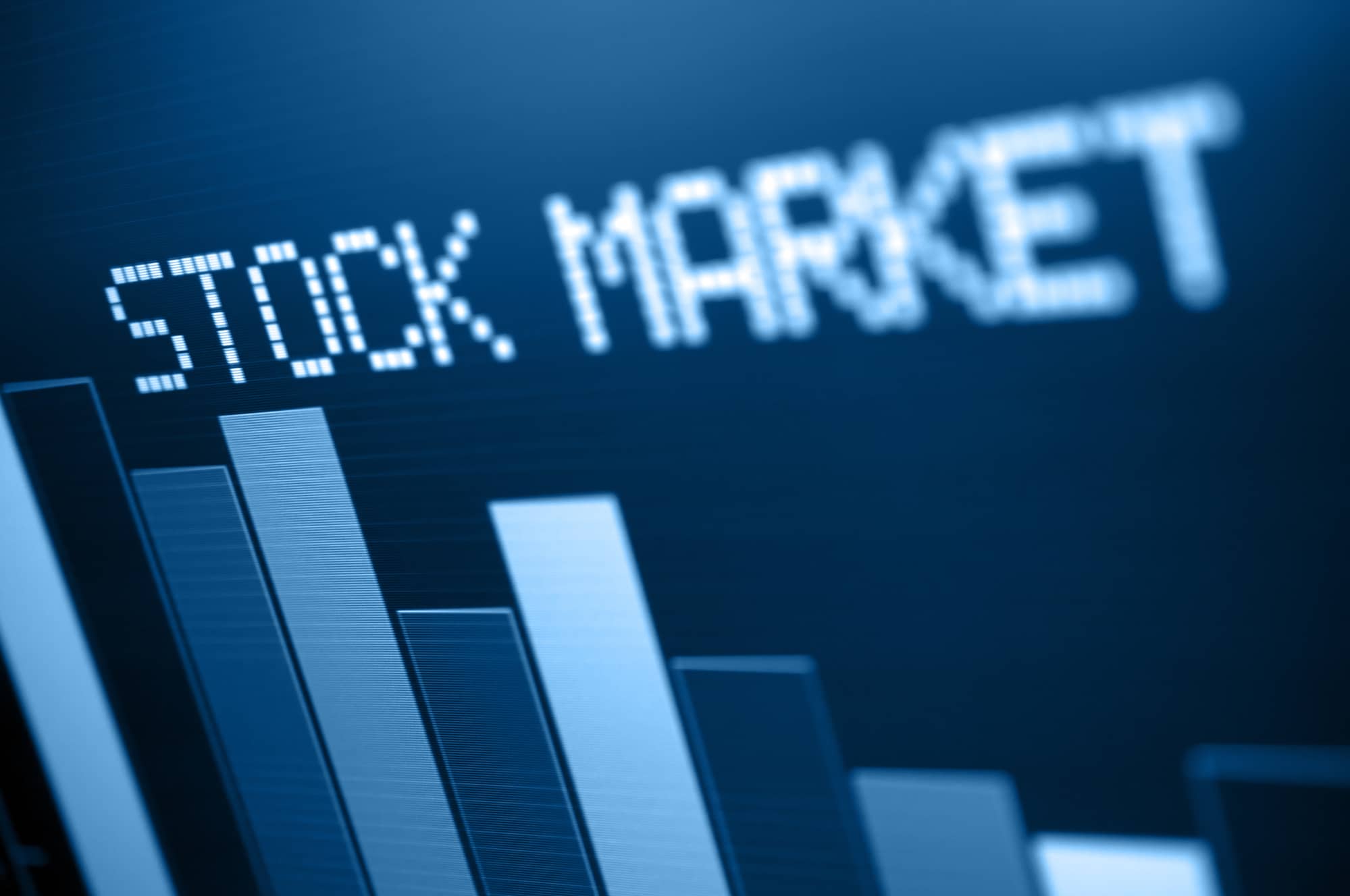 Blue stock market graphic image.